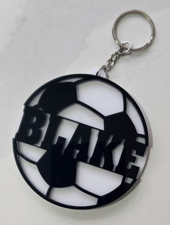 Soccer Ball Double Layered Acrylic Keyring Bag Tag